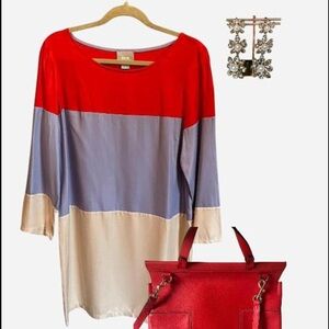 Maeve for Anthropology Red and Blue Stripe Dress size 14